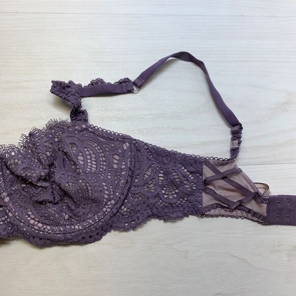 Victoria Secret Dream Angels Push Up Without Padding Bra Purple Lace Size 36 D - Picture 6 of 7